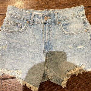 ZARA One Button and Zipper Denim Shorts